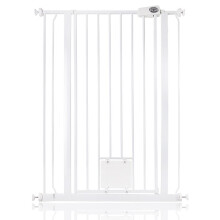 (Blanco, 81.4cm - 89cm) Bettacare Puerta Extra Alta para Mascotas con Trampilla Bloqueable para Gatos