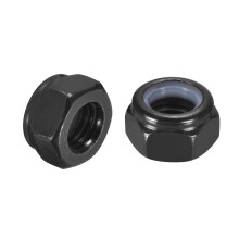 10Pcs M12 x 1.75 Nylon Insert Hex Lock Nuts, 304 Stainless Steel Self-Locking Nylon Insert Stop Nut for Industrial Construction Fasteners, Black&White