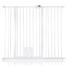 (Blanco, 120.3cm - 127.9cm) Bettacare Puerta Extra Alta para Mascotas con Trampilla Bloqueable para Gatos