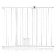 (Blanco, 133.2cm - 140.8cm) Bettacare Puerta Extra Alta para Mascotas con Trampilla Bloqueable para Gatos