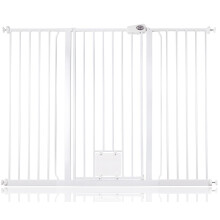 (Blanco, 139.8cm - 147.4cm) Bettacare Puerta Extra Alta para Mascotas con Trampilla Bloqueable para Gatos