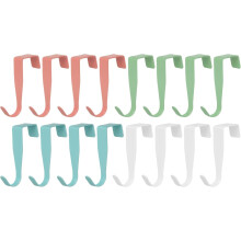 Over The Door Hook,16 Pack - Carbon Steel Cabinet Door Single Hooks, Metal Door Hanger for Home Kitchen Decoration (White,Green,Blue,Red)