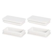 4 x 2 Inch Rectangle Plastic Plug, 4 Pcs White Pipe Tubing End Cap Plastic Plug Cap Insert Glide Insert for Metal Tubing Fence Table Chairs Furniture,