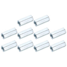 3/8" x16 Coupling Nuts, 10 Pcs Carbon Steel Galvanized Hex Rod Coupling Nuts Threaded Rod Connectors for Industrial Construction Fasteners, White