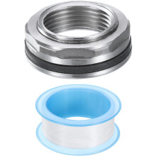 Bulkhead Fitting 3/4" Female 304 Stainless Steel Water Tank Connector Water Tank Adapter Thru-Bulk Pipe Fitting with Sealing Tape for Water Tank, Bath