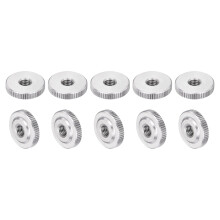 20Pcs M6 Knurled Thumb Nuts, 304 Stainless Steel Round Knurled Flat Head Through Hole Handle Nut, Lock Adjusting Nuts, Thin Type, Silver