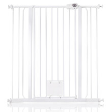 (Blanco, 100.8cm - 108.4cm) Bettacare Puerta Extra Alta para Mascotas con Trampilla Bloqueable para Gatos