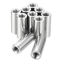 20Pcs Round Weld Nuts, M6x10x25mm Long Weld on Bung Female Nut Threaded - 304 Stainless Steel Round Connector Nuts Sleeve Rod Bar Stud, Silver