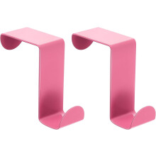 Over The Door Hooks,2pcs - Stainless Steel Door Hangers Hooks, S-Shaped Double Hooks for Hanging Clothes, Hats, Towels (Pink)