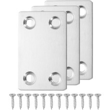 3 Set Flat Repair Plates, 1.5 x 2.36 Inch Stainless Steel Flat Straight Brace Bracket Mending Joining Plates with Screws for Fixing Wooden Furniture C