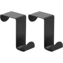 Over The Door Hooks,2pcs - Stainless Steel Door Hangers Hooks, S-Shaped Double Hooks for Hanging Clothes, Hats, Towels (Black)