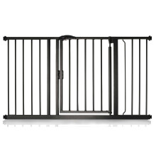 (Negro mate, 132.6cm - 139.6cm) Bettacare Puerta Para Mascotas con Cierre Automático