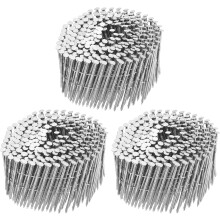900 Count Siding Nails 2-1/2"x0.09" 15-Degree 304 Stainless Steel Ring Shank Full Round Head Collated Wire Coil for Lath and Sheathing Materials