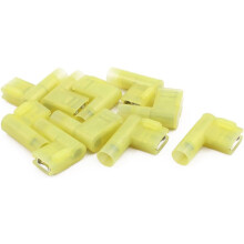10Pcs Flag Crimp Terminals Female Nylon Fully Insulated Wire Connectors Yellow