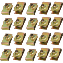 20pcs Spring Steel Speed Fastener U Nut Clip Brass Tone for M4 Screw Bolt Fit 3mm Thickness Panel