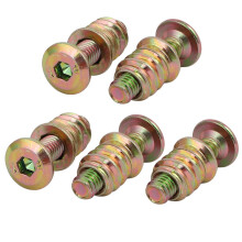 5pcs Wooded Furniture Connecting Fitting M6x25mm Hex Socket Bolt w Insert Nut