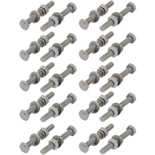 20pcs 304 Stainless Steel M4x30mm Hex Bolts w Nuts and Washers Assortment Kit