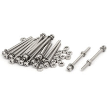 M3x40mm 304 Stainless Steel Phillips Pan Head Bolt Screw Nut w Washer 18 Sets