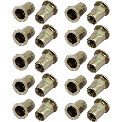 M8 Thread Dia Flat Head Half Hex Body Insert Blind Rivet Nut Fastener 20pcs