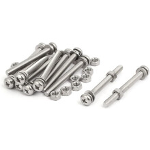 M5x50mm 304 Stainless Steel Phillips Pan Head Bolt Screw Nut w Washer 12 Sets