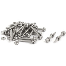 M2.5x20mm 304 Stainless Steel Phillips Pan Head Bolt Screw Nut w Washer 20 Sets