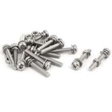 M4x25mm 304 Stainless Steel Phillips Pan Head Bolt Screw Nut w Washer 15 Sets
