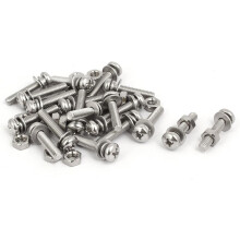 M4x20mm 304 Stainless Steel Phillips Pan Head Bolt Screw Nut w Washer 20 Sets