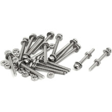 M2x20mm 304 Stainless Steel Phillips Pan Head Bolt Screw Nut w Washer 18 Sets