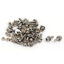 M1.6x6mm 304 Stainless Steel Phillips Pan Head Bolt Screw Nut w Washer 25 Sets
