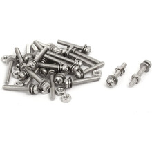 M3x20mm 304 Stainless Steel Phillips Pan Head Bolt Screw Nut w Washer 25 Sets