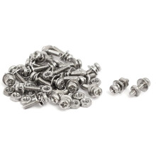 M2x8mm 304 Stainless Steel Phillips Pan Head Bolt Screw Nut w Washer 25 Sets