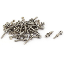 M1.6x10mm 304 Stainless Steel Phillips Pan Head Bolt Screw Nut w Washer 35 Sets