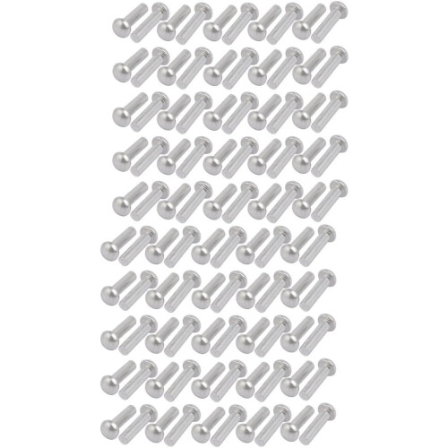 100pcs M5 x 20mm Aluminum Half Round Head Solid Rivet Fastener Silver Tone
