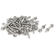 M2.5x20mm 304 Stainless Steel Phillips Pan Head Bolt Screw Nut w Washer 30 Sets