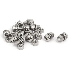 M5x12mm 304 Stainless Steel Phillips Pan Head Bolt Screw Nut w Washer 12 Sets