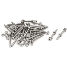 M2.5x25mm 304 Stainless Steel Phillips Pan Head Bolt Screw Nut w Washer 28 Sets