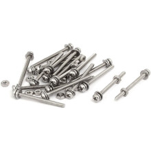 M2x25mm 304 Stainless Steel Phillips Pan Head Bolt Screw Nut w Washer 20 Sets