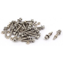 M1.6x10mm 304 Stainless Steel Phillips Pan Head Bolt Screw Nut w Washer 25 Sets