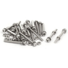 M3x30mm 304 Stainless Steel Phillips Pan Head Bolt Screw Nut w Washer 20 Sets