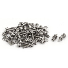 M2.5x12mm 304 Stainless Steel Phillips Pan Head Bolt Screw Nut w Washer 35 Sets