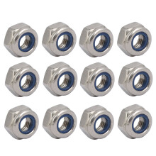 12pcs M6 x 1mm Pitch Metric Thread 304 Stainless Steel Left Hand Lock Nuts