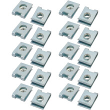 M4 14mmx10mm Iron White Zinc Plated Extruded U Nut Clip 20pcs