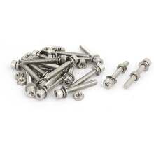 M4x30mm 304 Stainless Steel Hex Socket Head Cap Bolt Screw Nut w Washer 18 Sets