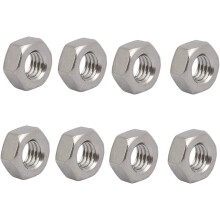 8pcs M6 x 1mm Pitch Metric Thread 304 Stainless Steel Left Hand Hex Nuts