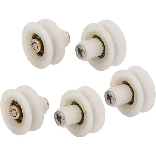 23mm Dia Plastic Wheel Sliding Door Window Rolling Rollers Pulleys 5pcs