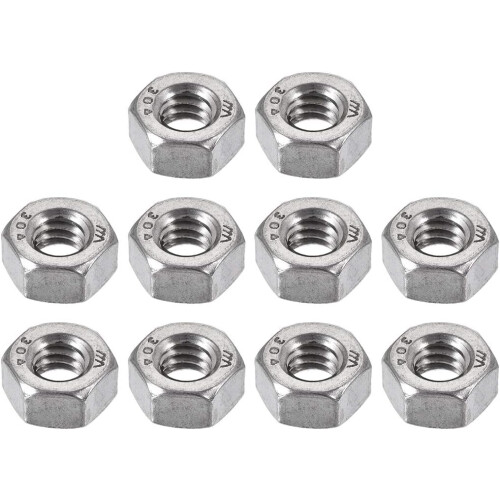 Hex Nuts, 1/4-20 UNC 304 Stainless Steel Thread Hexagon Nut 10pcs