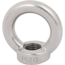 Lifting Eye Nut M20 Female Thread 304 Stainless Steel Round Shape for Rope Fitting Pack of 1