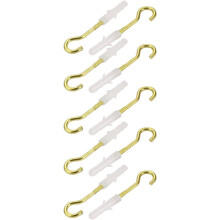 10pcs 6mmx30mm Self Drilling Drywall Anchor with Brass Plated Screw Hook Eye
