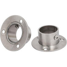 1 Pair Stainless Steel Closet Pole Socket Rob Support Flange Holder, 26mm Dia