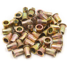 50Pcs M6 Zinc Plated Carbon Steel Car Rivet Nut Flat Head Threaded Insert